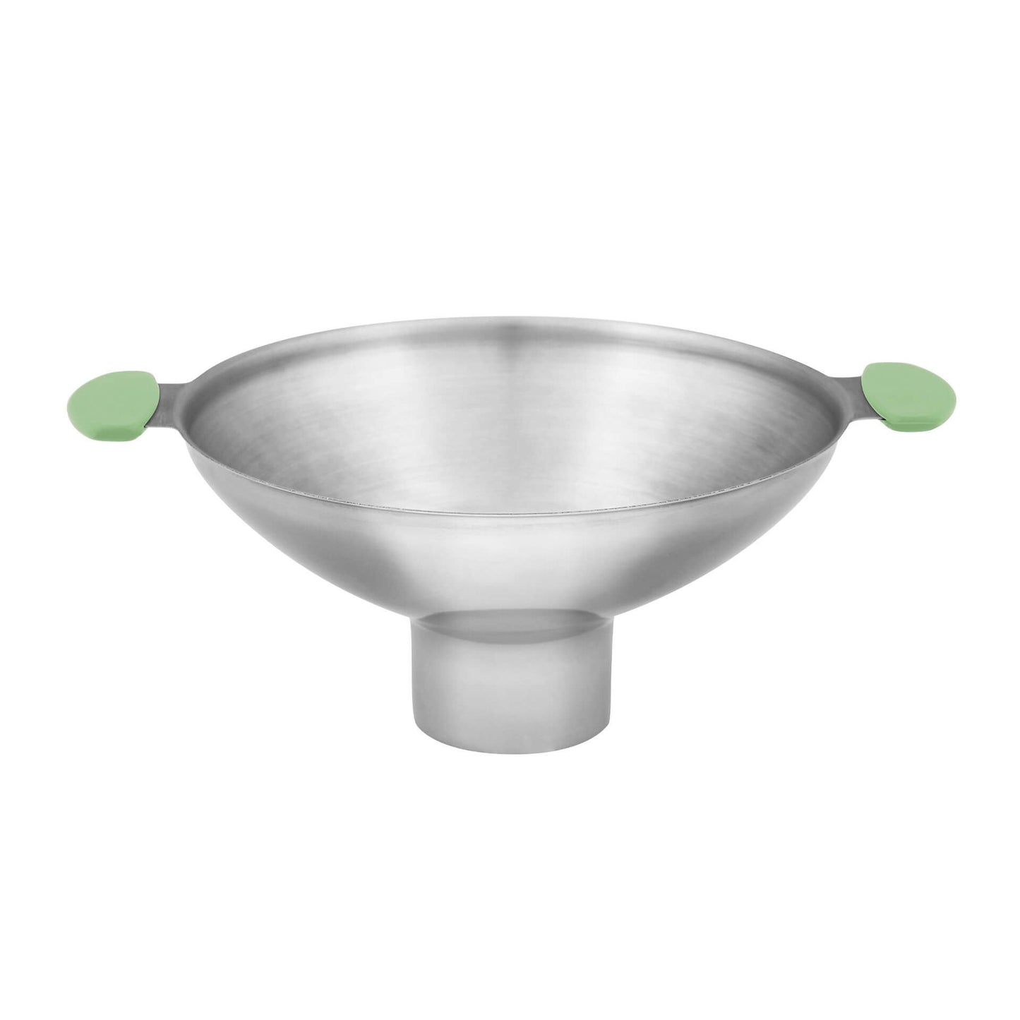 Imbuto per conserve in acciaio con foro largo.