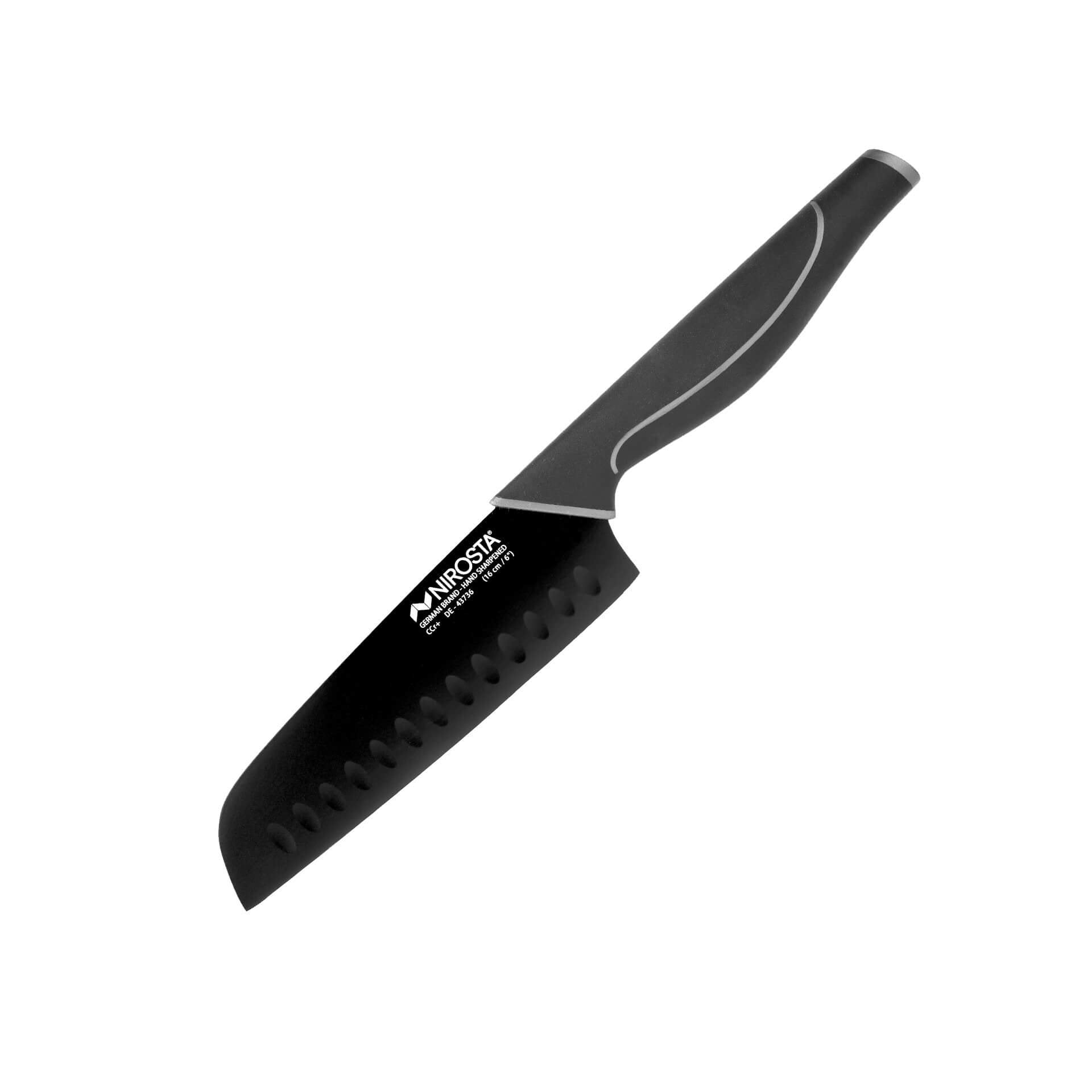 Coltello Santoku Chef 17cm – Acciaio Inox 5Cr15Mov – Lama Affilata Con Cava – Manico In Legno – Taglio Di Carne, Pesce, Verdure