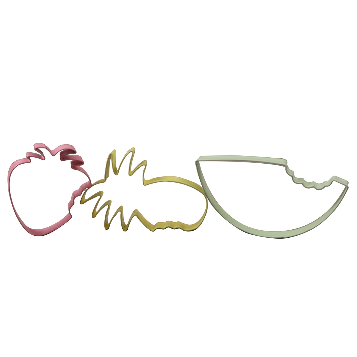 Set da 3 formine tagliabiscotti a tema frutta estiva: ananas, anguria, fragola