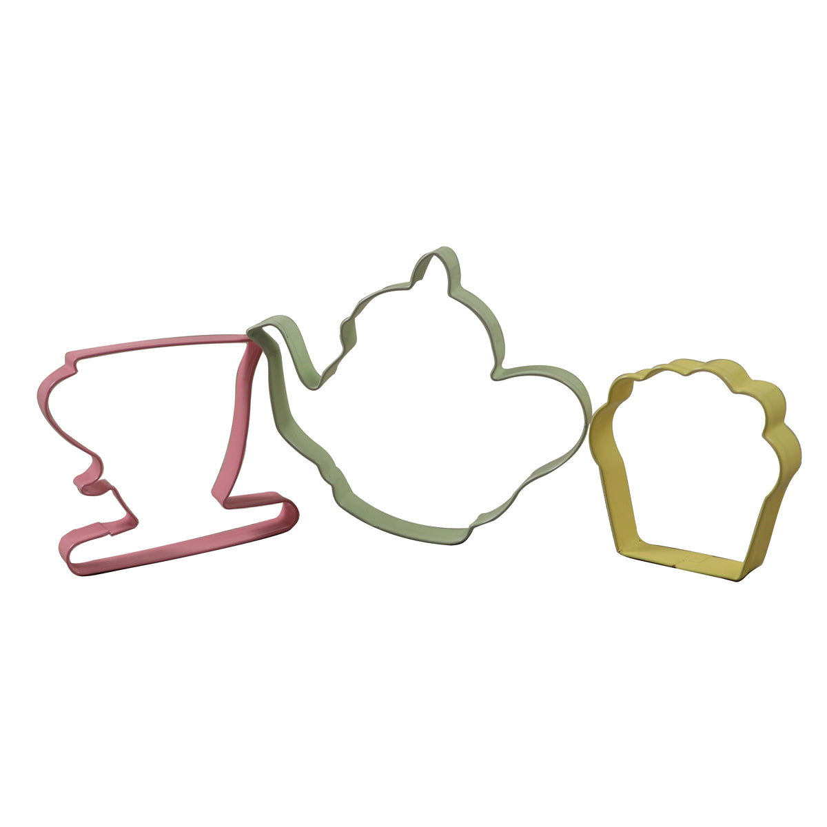 Set da 3 formine tagliabiscotti a tema merenda: cup cake, tazza, teiera