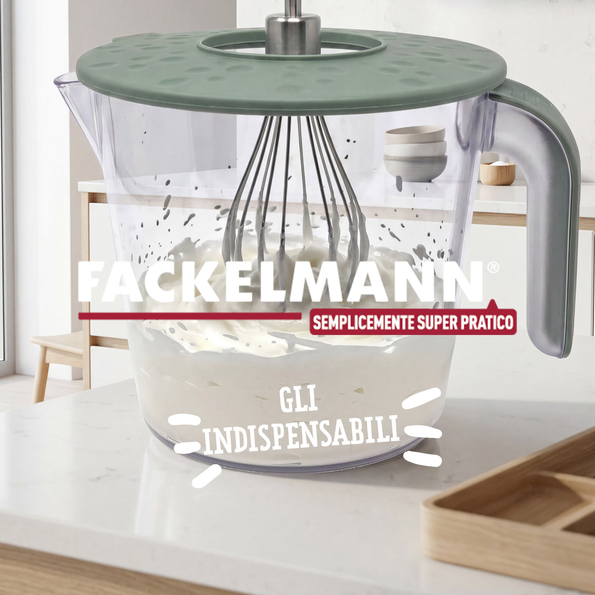 Caraffa Graduata per Mixer Ø18 cm – Contenitore con Doppio Coperchio e Scala ml/Cup