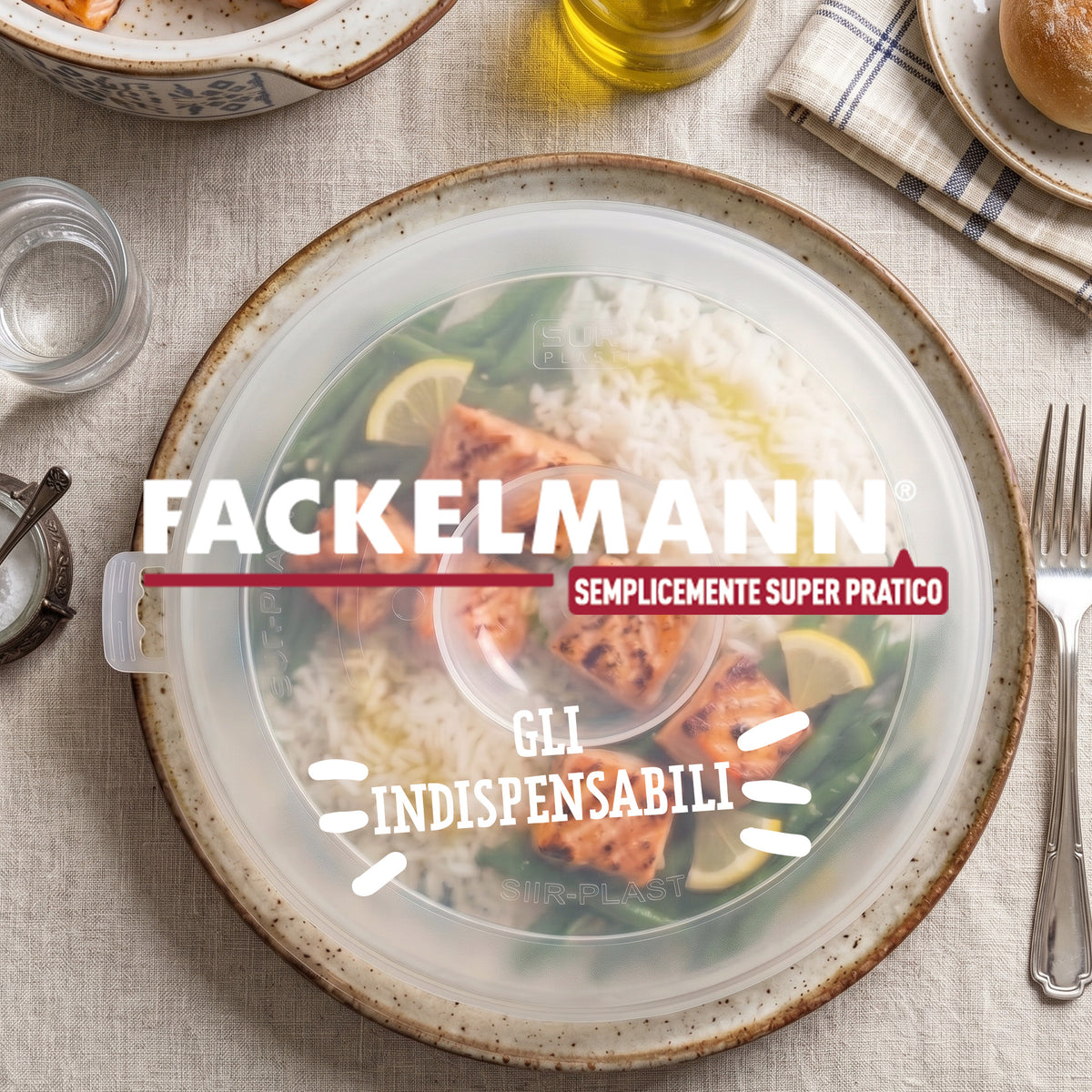 Coperchio per Microonde Ø26 cm in Plastica Trasparente, con fori per vapore