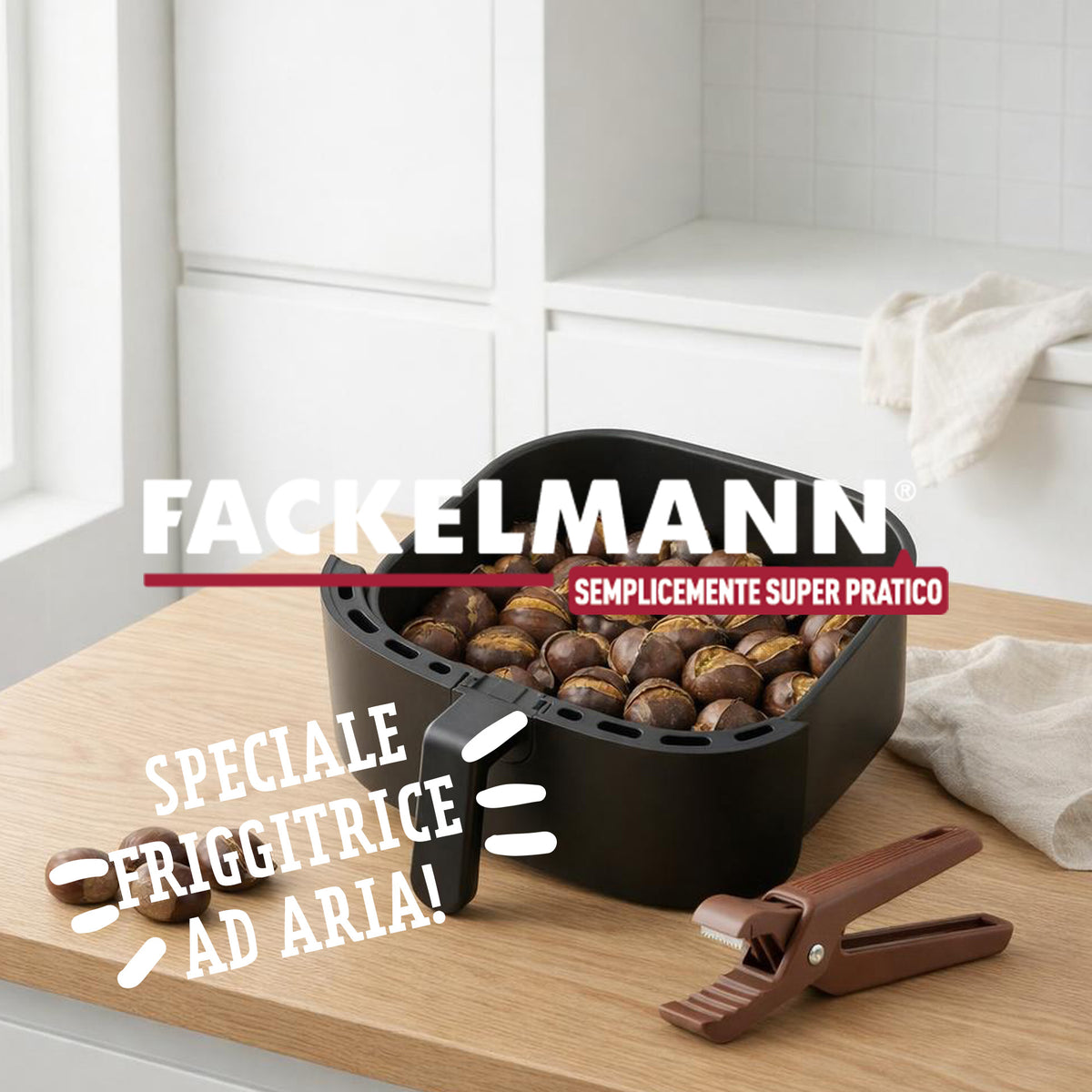 Set taglia castagne e stampo friggitrice ad aria in silicone 15 cm
