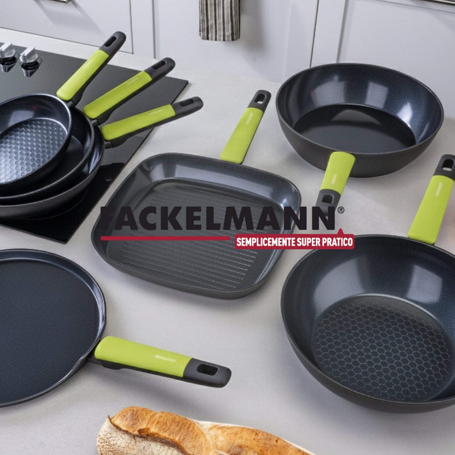 Padella Wok in alluminio antiaderente, 28 cm, Linea Oliva