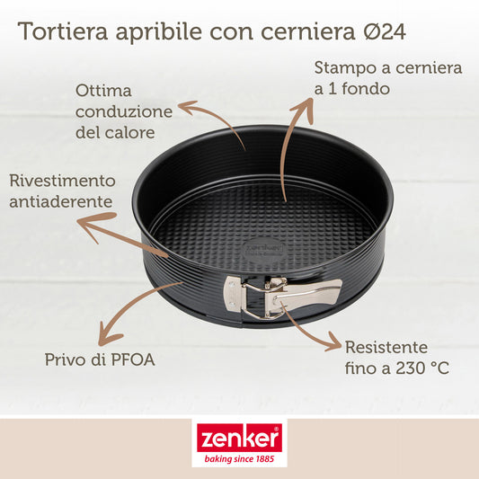 Tortiera antiaderente apribile a cerniera, Ø24cm Linea Black Metallic