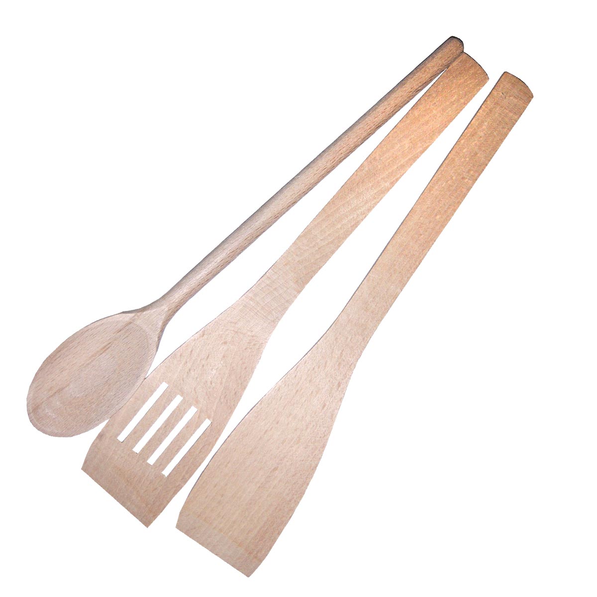 Paletta, paletta forata e cucchiaio ovale in legno di faggio, 3pz