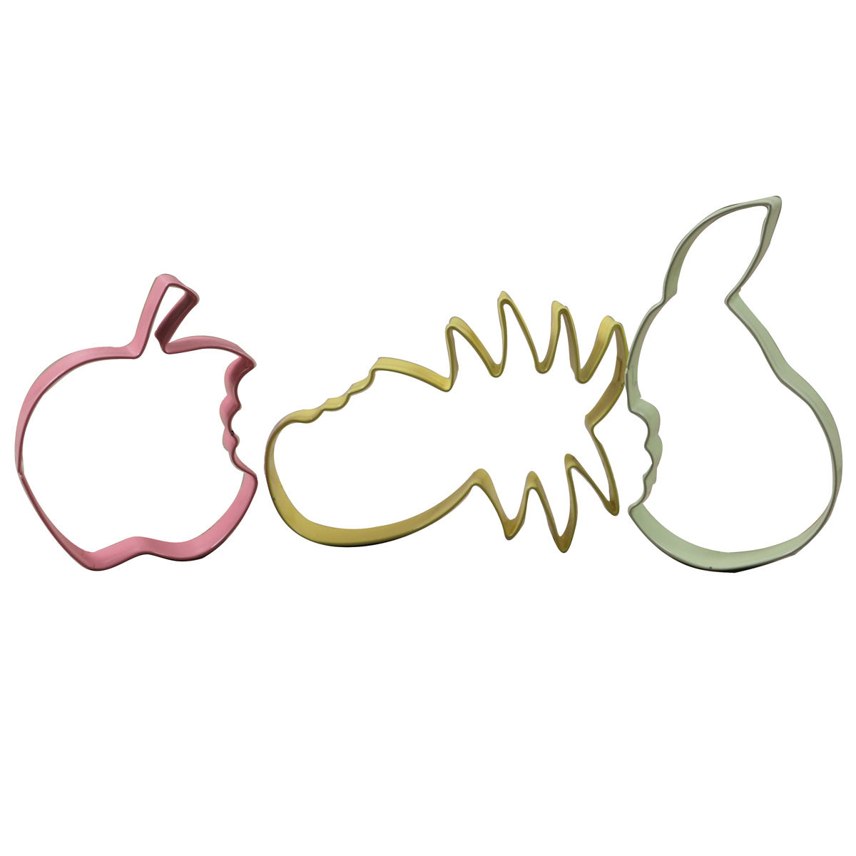 Set da 3 formine tagliabiscotti a tema frutta invernale: ananas, mela, pera
