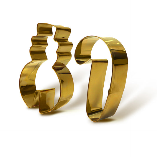 Taglia biscotti set da 2pz, Pupazzo di neve e Bastoncino di Zucchero, in acciaio inox