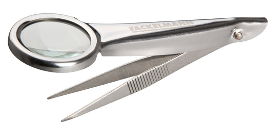 Pinzette pieghevoli in acciaio Inox con lente d'ingrandimento