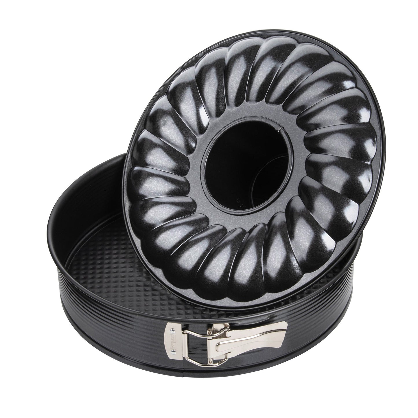 Tortiera apribile a 2 fondi con cerniera, Ø28m Linea Black Metallic