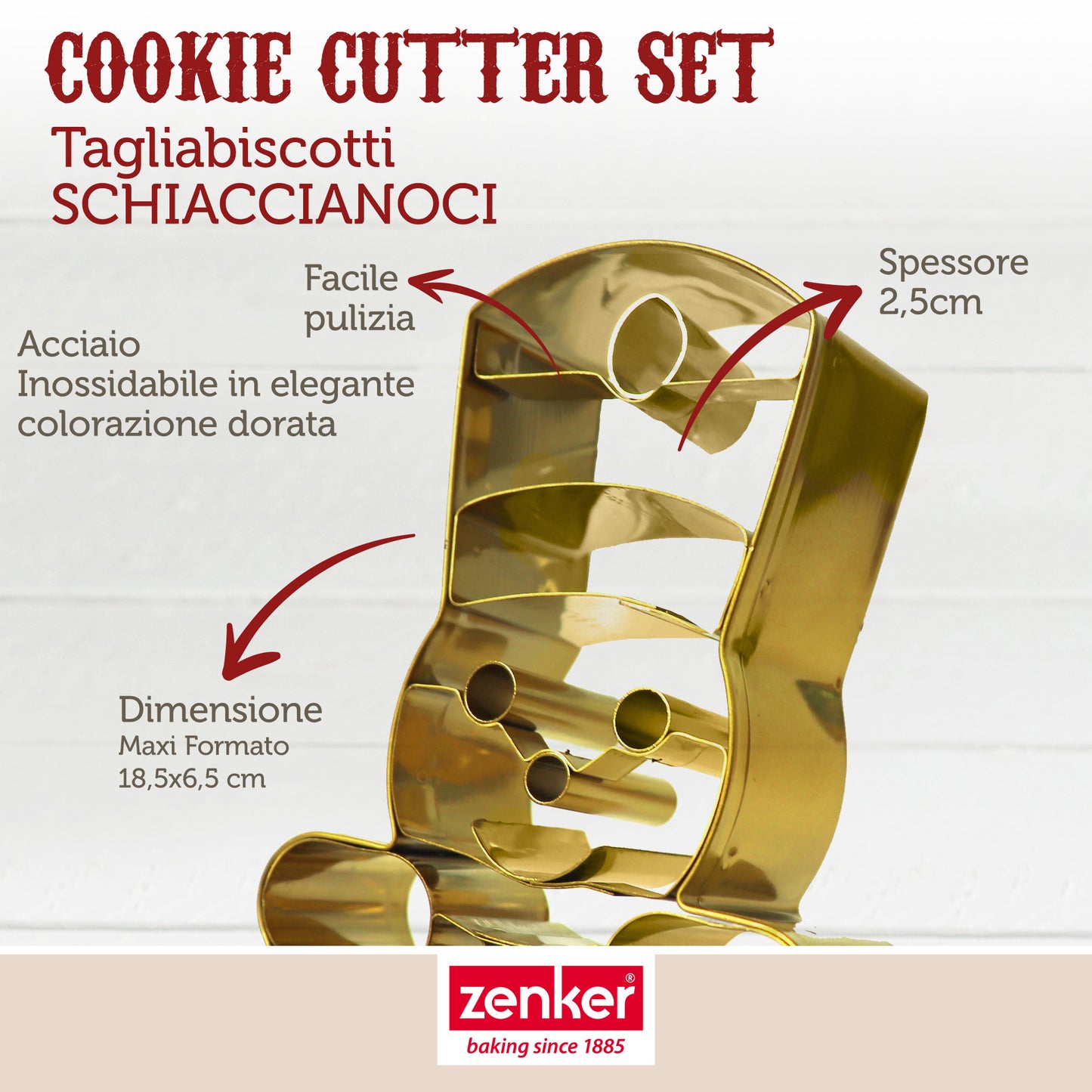 Taglia biscotti a forma Schiaccianoci, in acciaio inox