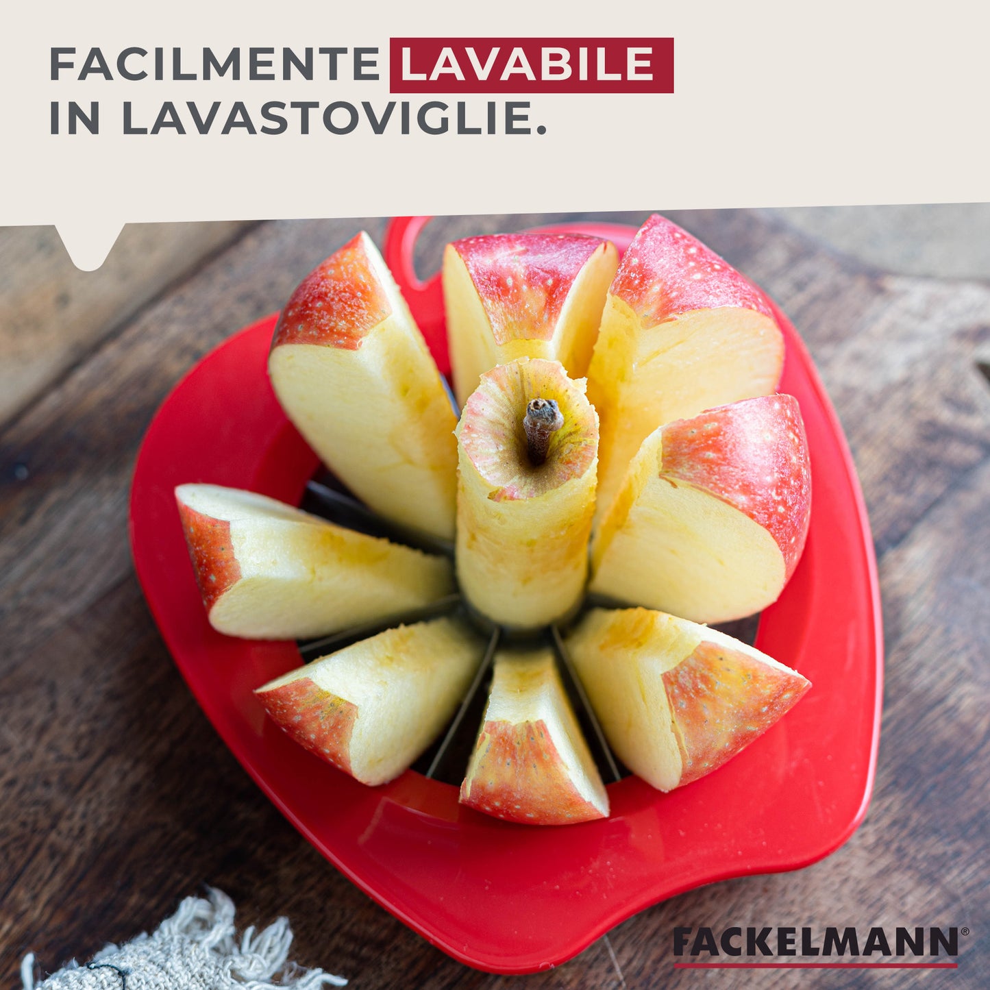 Affetta mela in acciaio inox e plastica colorata