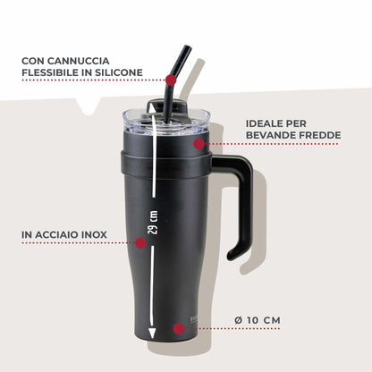 Borraccia termica XXL, 1,2 l, borraccia in acciaio inox, a doppia parete, isolata