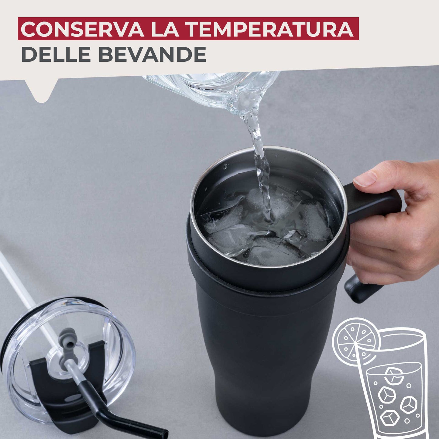 Borraccia termica XXL, 1,2 l, borraccia in acciaio inox, a doppia parete, isolata