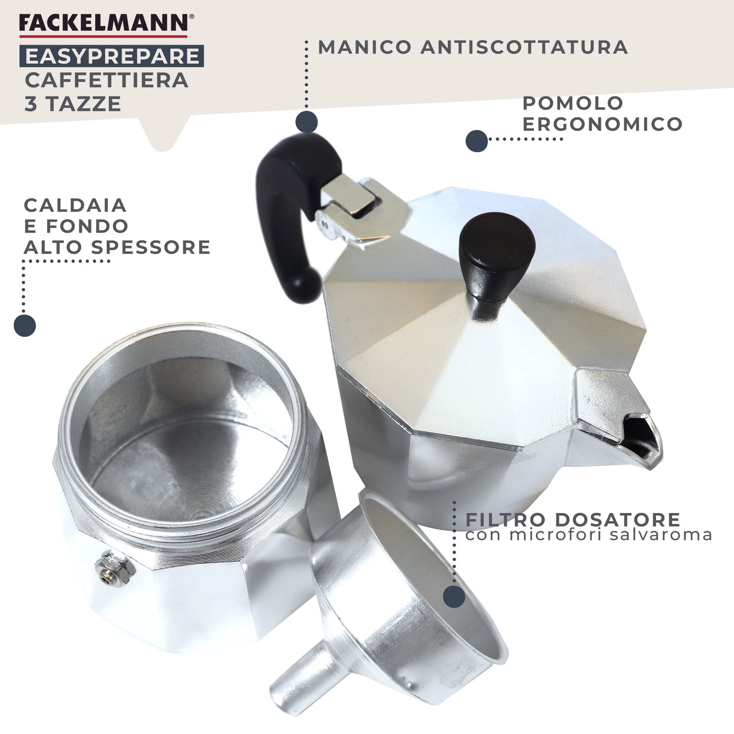 Caffettiera Moka per il caffè, 3 tazze