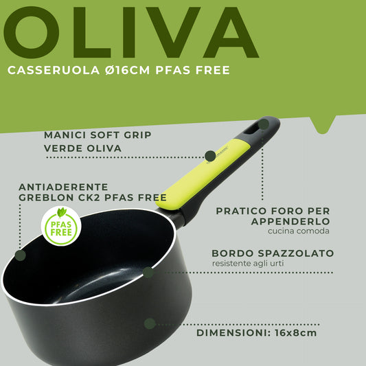 Casseruola in alluminio antiaderente, da 16 cm, Linea Oliva