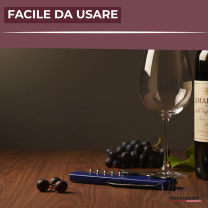 Cavatappi Sommelier con Coltellino, Levacapsule e Apribottiglie, Acciaio, Argento