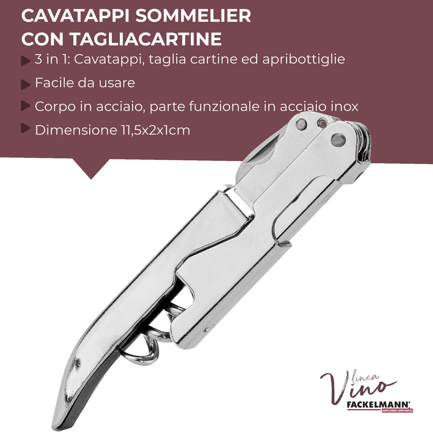 Cavatappi a doppia trazione in acciaio inossidabile