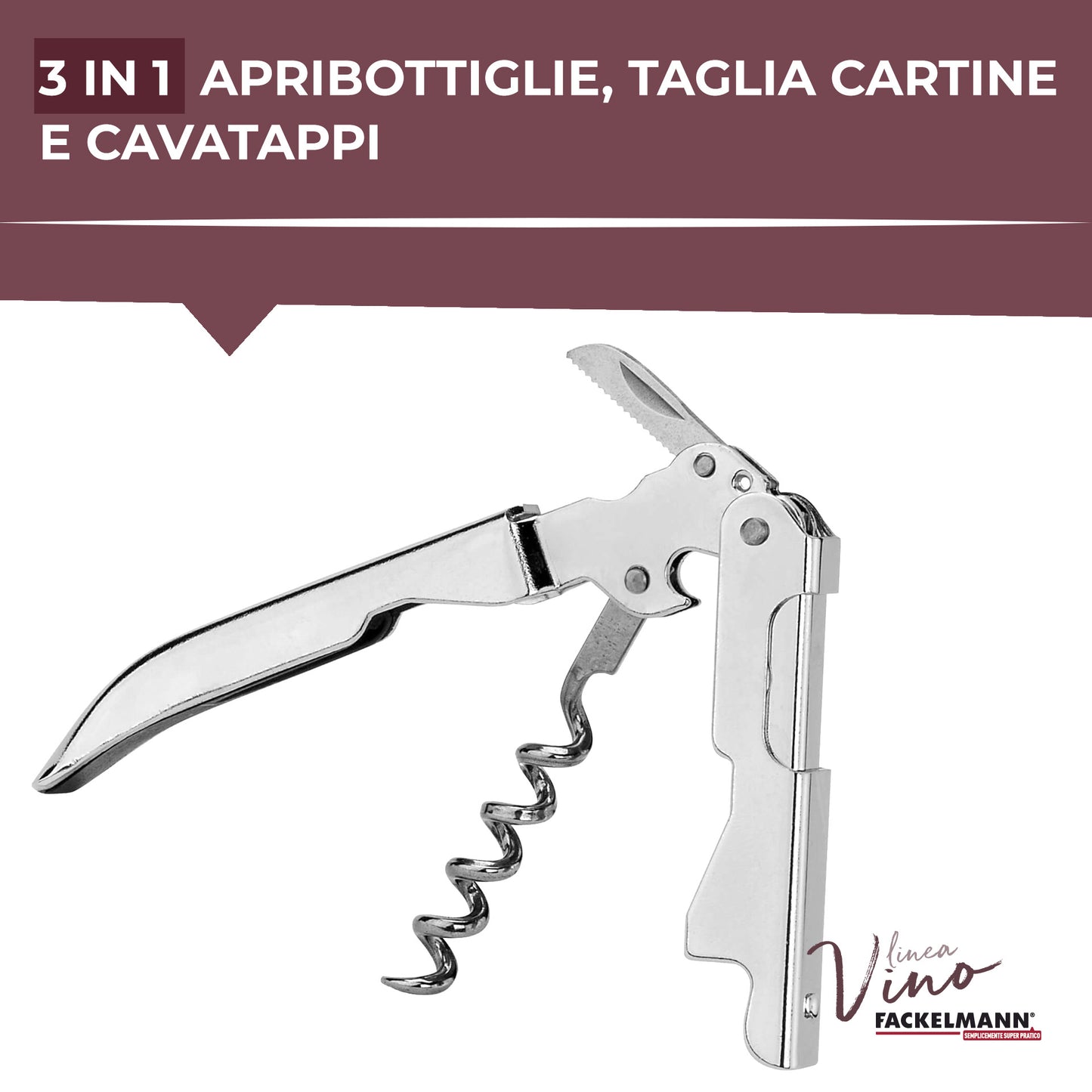 Cavatappi a doppia trazione in acciaio inossidabile