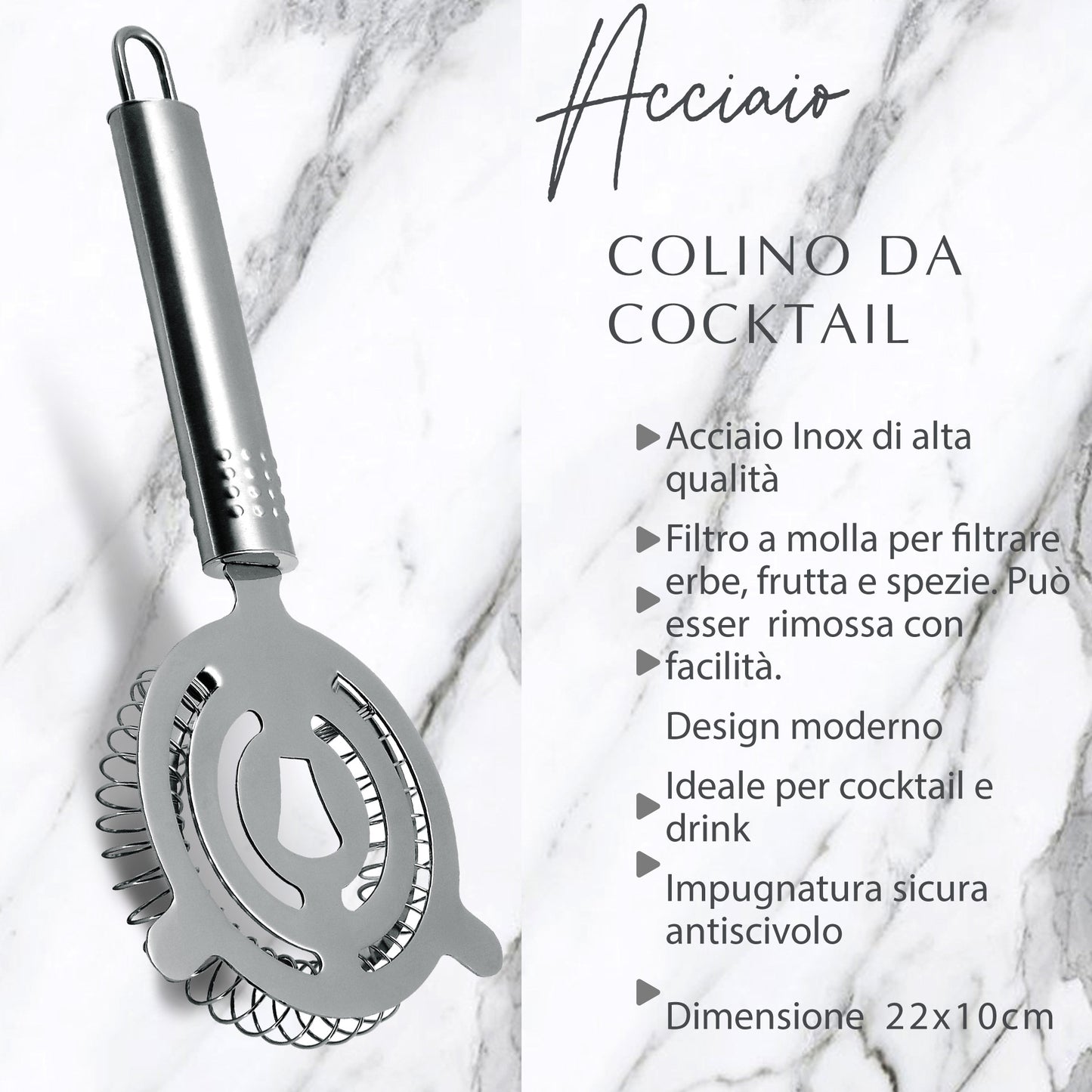 Colino per cocktail, in acciaio inox