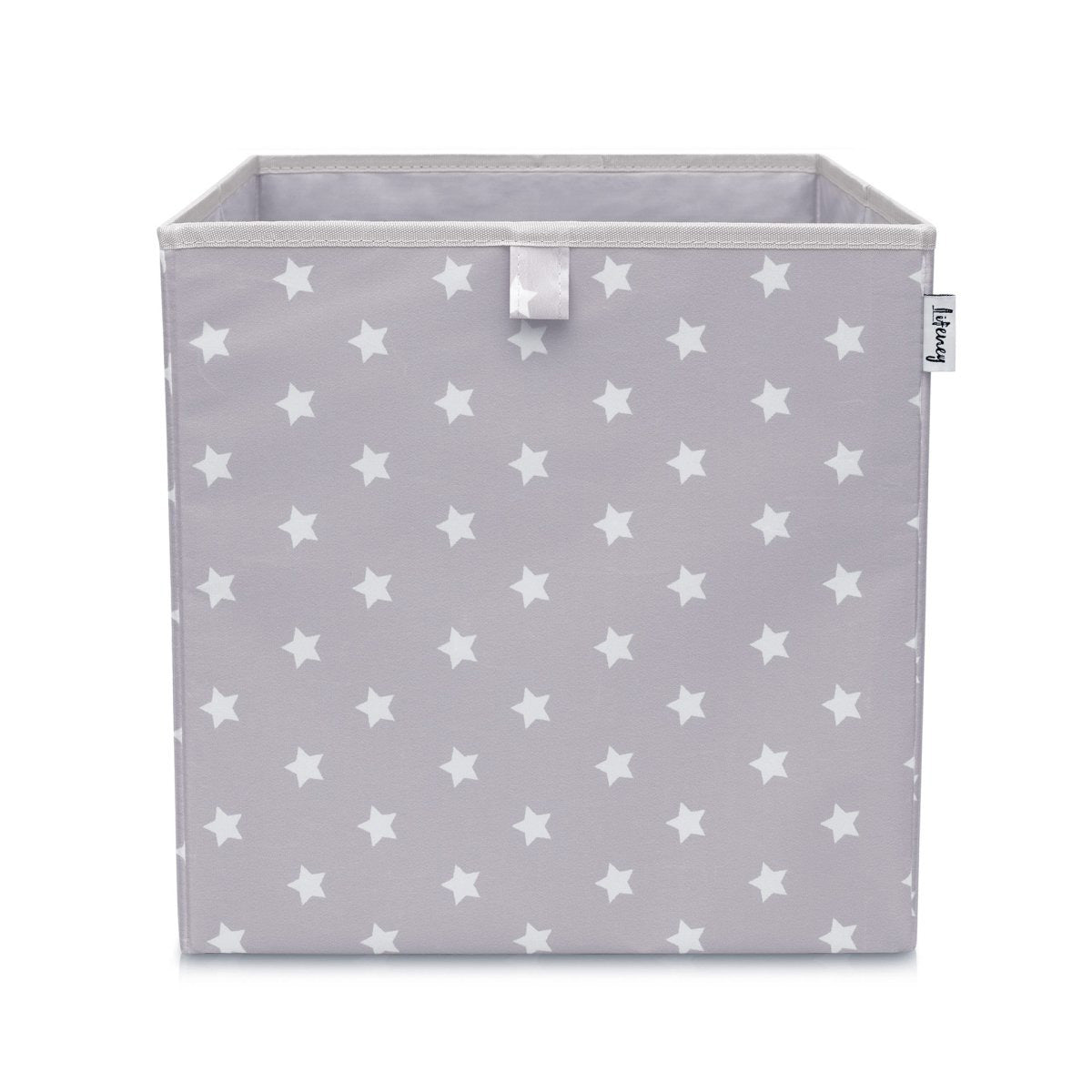 Scatola porta oggetti giocattoli, grigia chiara con stelline, 33x33x33 cm