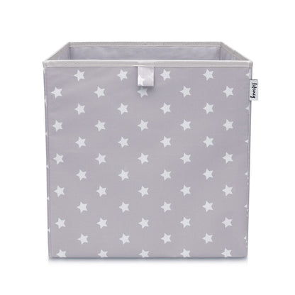 Scatola porta oggetti giocattoli, grigia chiara con stelline, 33x33x33 cm