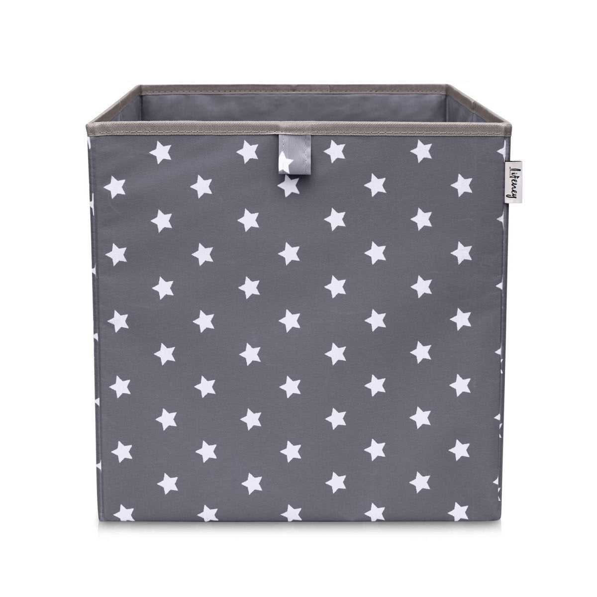 Scatola porta oggetti giocattoli, grigia con stelline, 33x33x33 cm