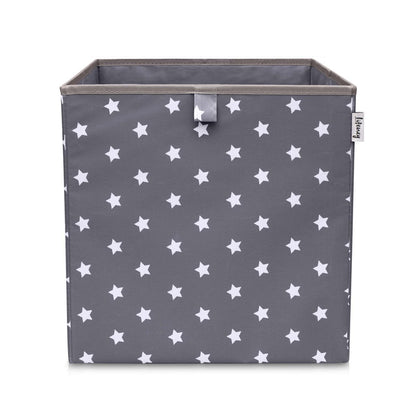 Scatola porta oggetti giocattoli, grigia con stelline, 33x33x33 cm