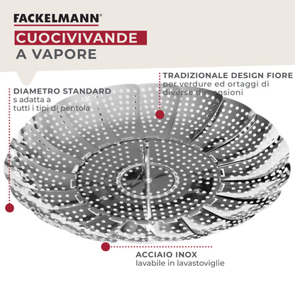 Cuociverdura a vapore in acciaio inossidabile, Fackelmann