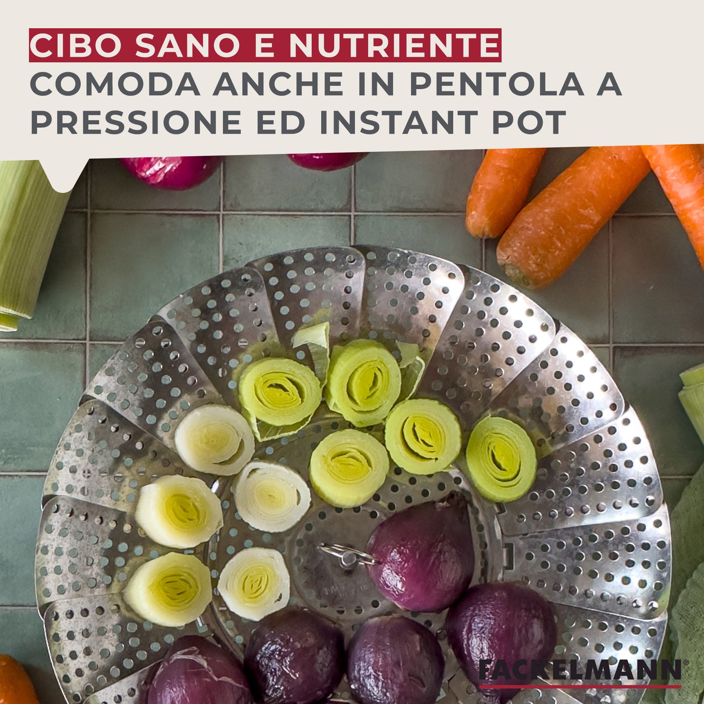 Cuociverdura a vapore in acciaio inossidabile, Fackelmann