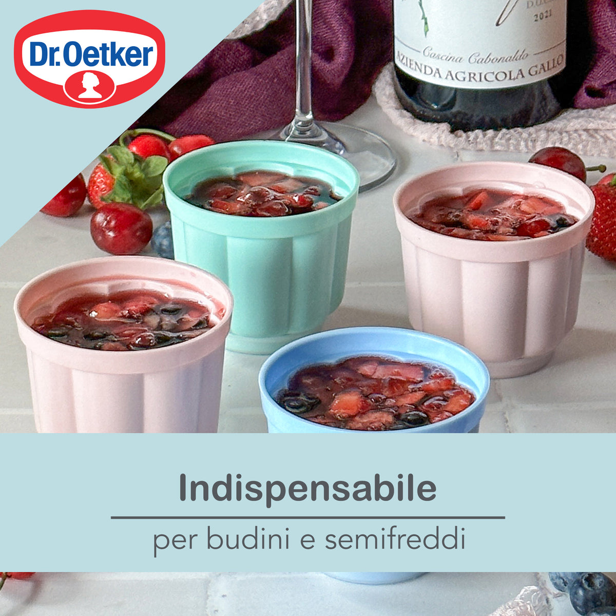 Set di 12 stampi per budino monoporzione, con coperchio