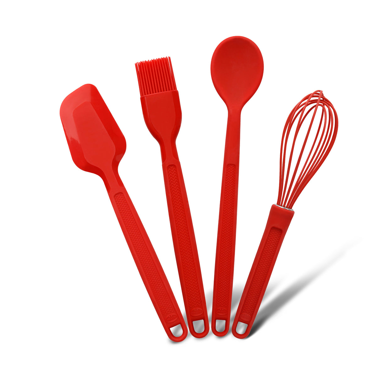 Set 4 Utensili da Cucina in Silicone Platinico – Cucchiaio, Spatola, Frusta e Pennello