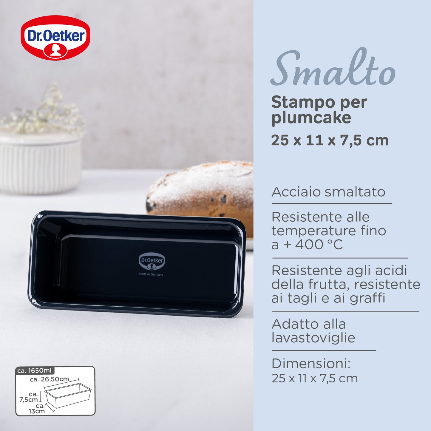 Stampo per plumcake, 25 cm, Linea Emaille