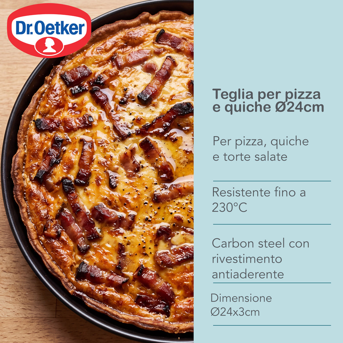 Teglia per pizza, acciaio al carbonio, 24x3 cm