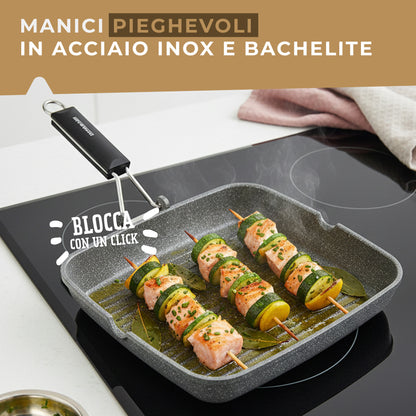 Bistecchiera grill effetto pietra, 36 × 26 cm, Linea Materia