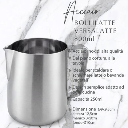 Bollilatte versa latte, in acciaio inox, 800 ml