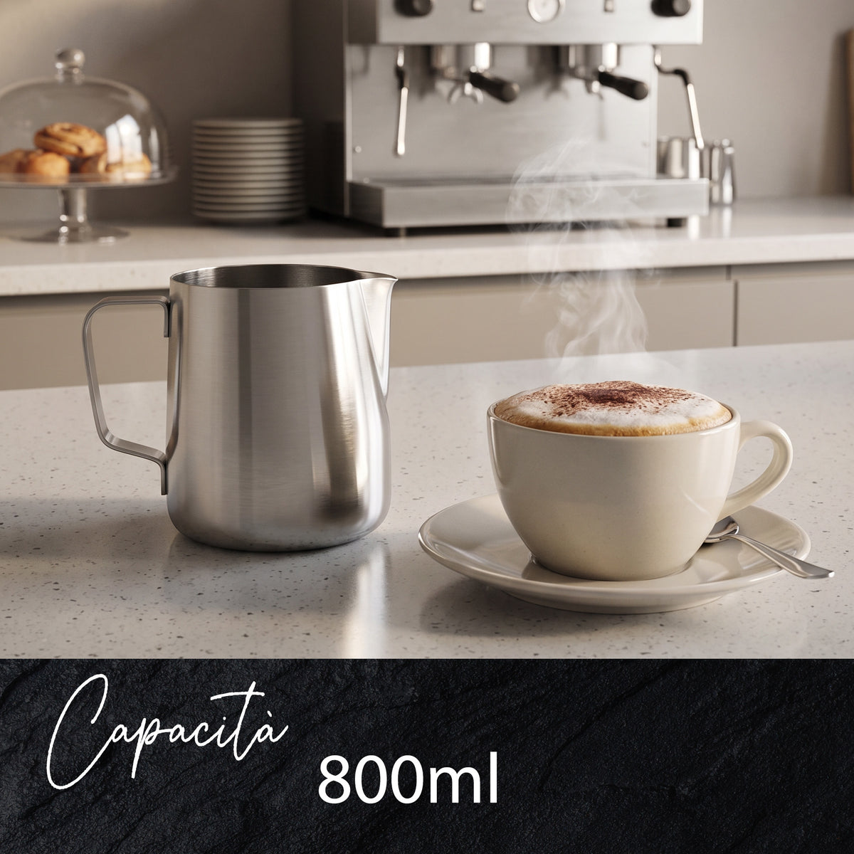 Bollilatte versa latte, in acciaio inox, 800 ml