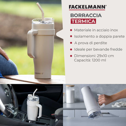 Borraccia termica XXL, 1,2 l, beige