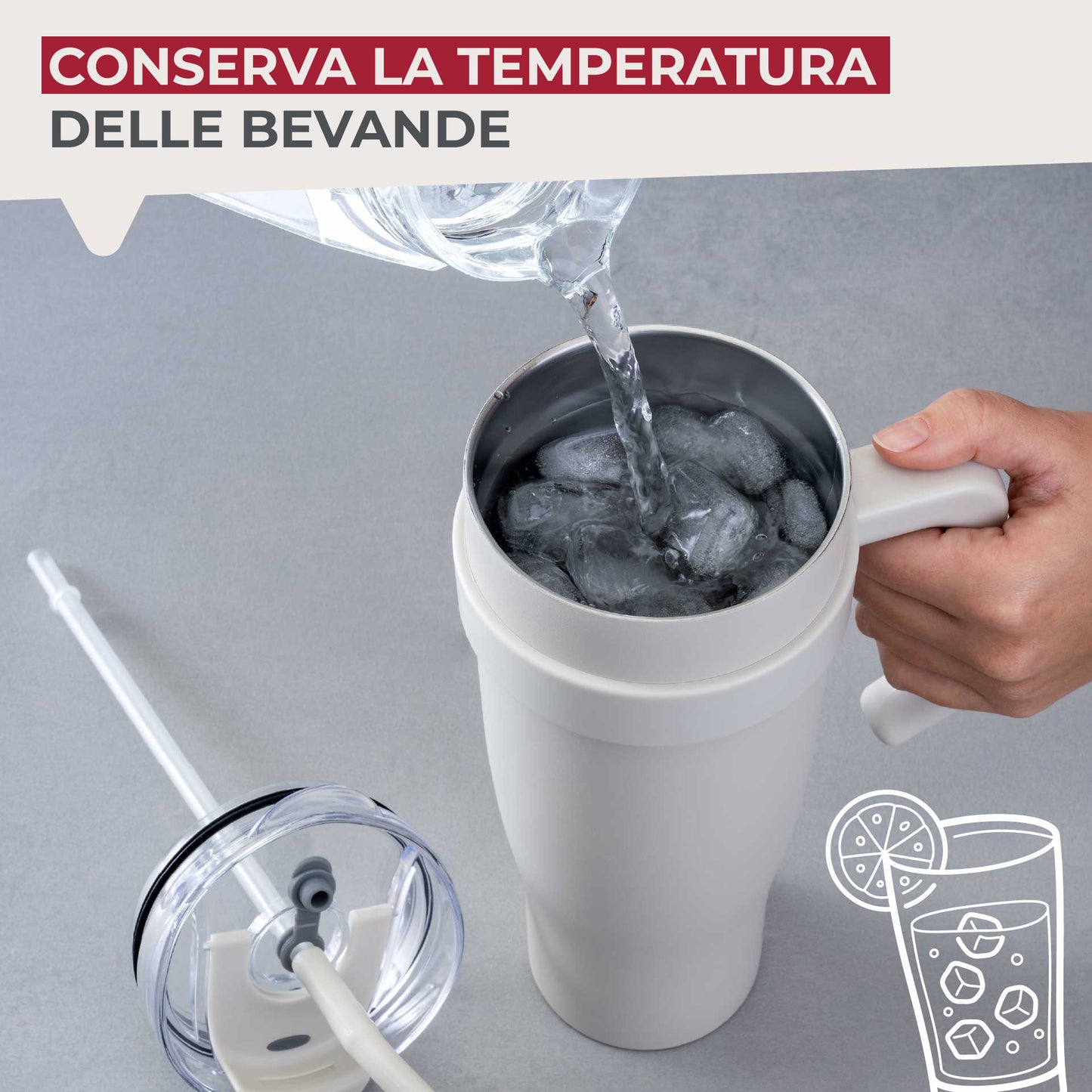 Borraccia termica XXL, 1,2 l, beige