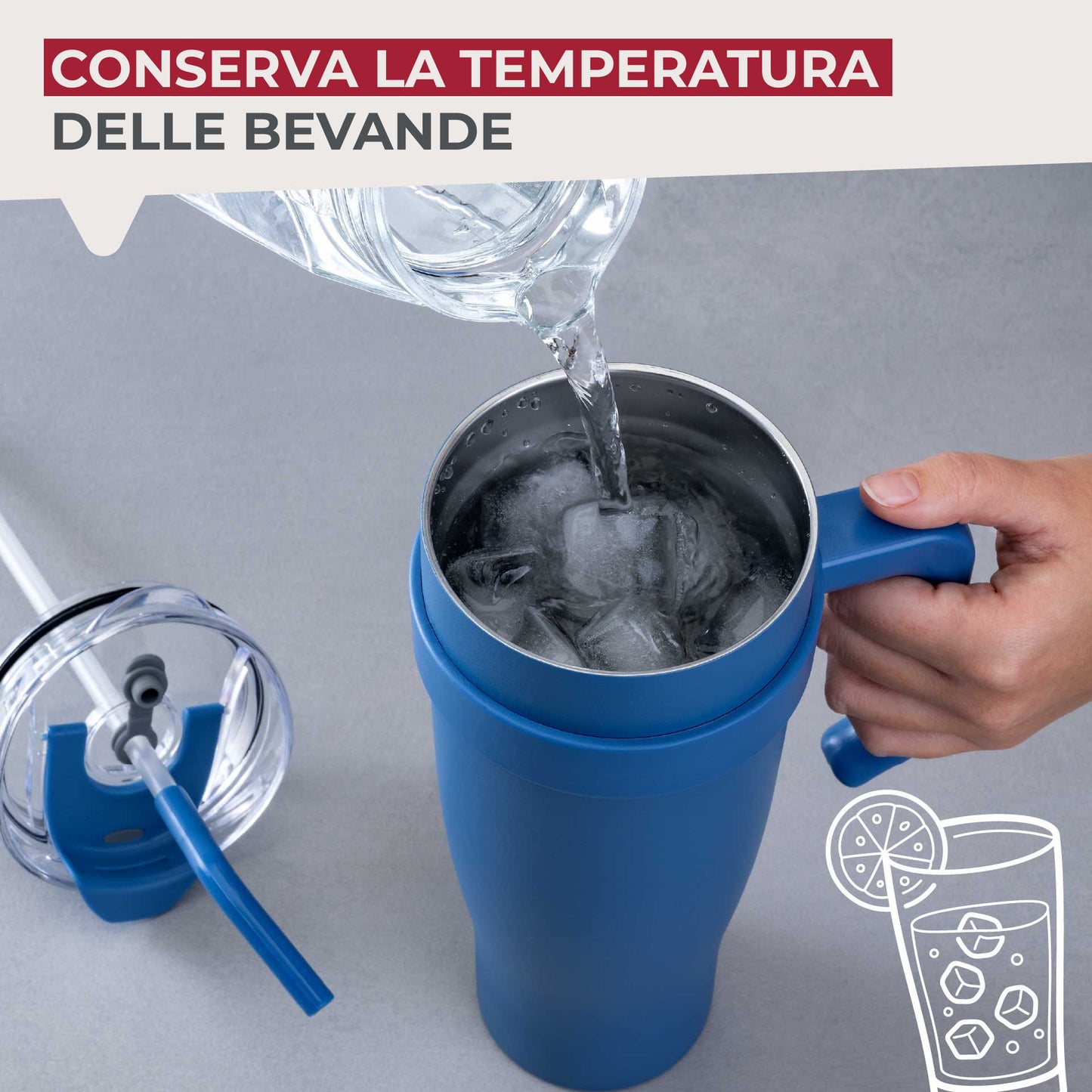 Borraccia termica XXL, 1,2 l, blu