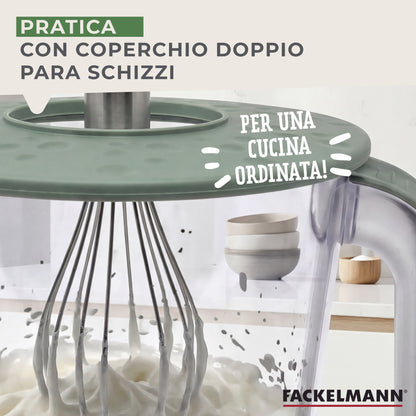 Caraffa Graduata per Mixer Ø18 cm – Contenitore con Doppio Coperchio e Scala ml/Cup
