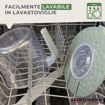 Caraffa Graduata per Mixer Ø18 cm – Contenitore con Doppio Coperchio e Scala ml/Cup