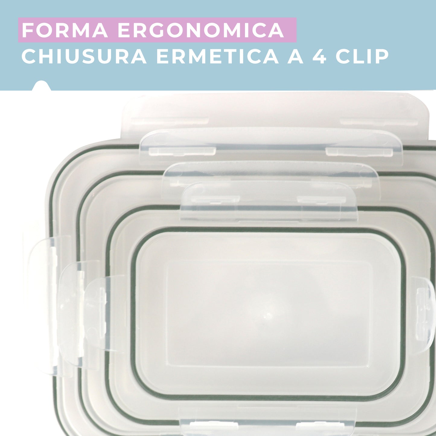 Contenitore ermetico, rettangolare, 2400 ml, 24,5x17x6 cm
