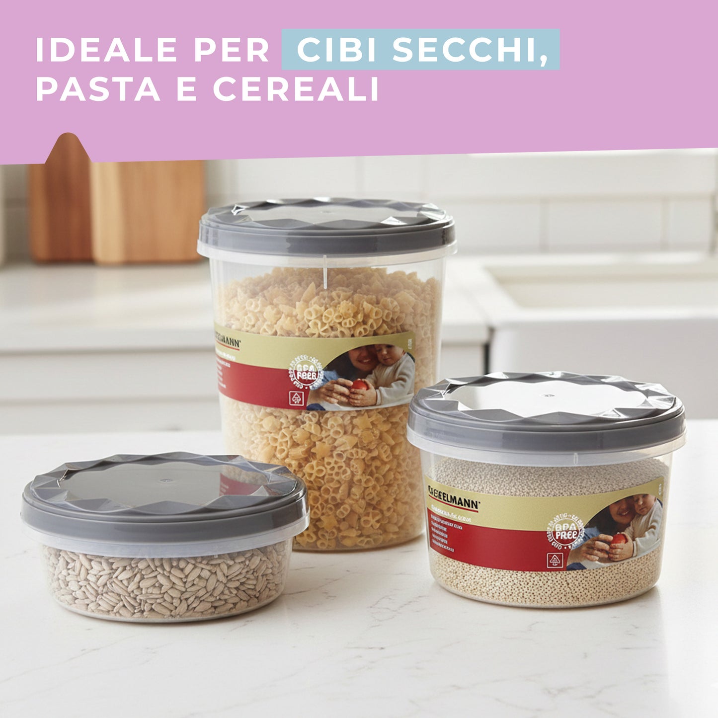 Contenitore con coperchio, tondo, 600ml, Ø11x8,5 cm