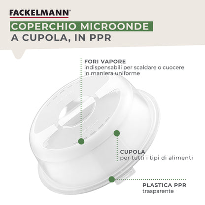 Coperchio per Microonde Ø26 cm in Plastica Trasparente, con fori per vapore