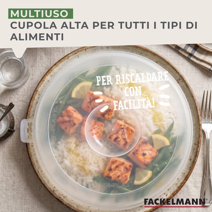 Coperchio per Microonde Ø26 cm in Plastica Trasparente, con fori per vapore