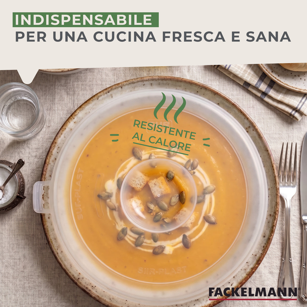 Coperchio per Microonde Ø26 cm in Plastica Trasparente, con fori per vapore