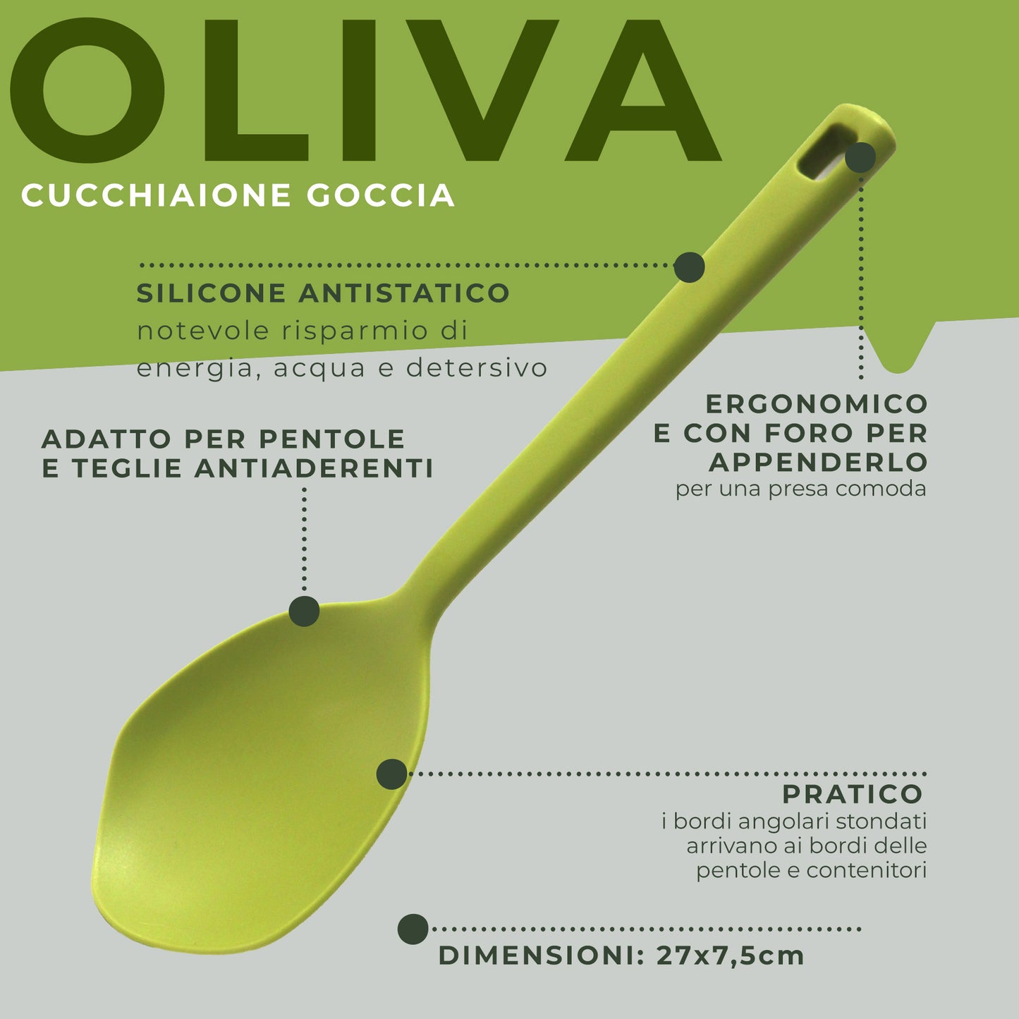 Cucchiaio in silicone, Linea Oliva