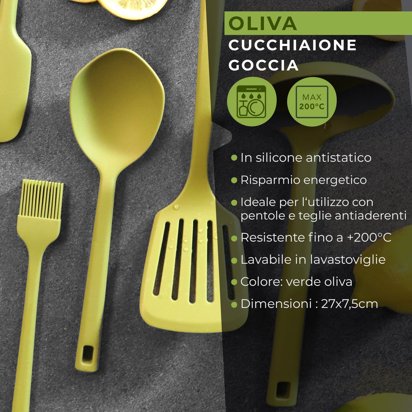 Cucchiaio in silicone, Linea Oliva