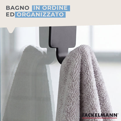 Gancio Doppio per Vetro in Acciaio Inox Nero – Appendino Bagno per Box Doccia